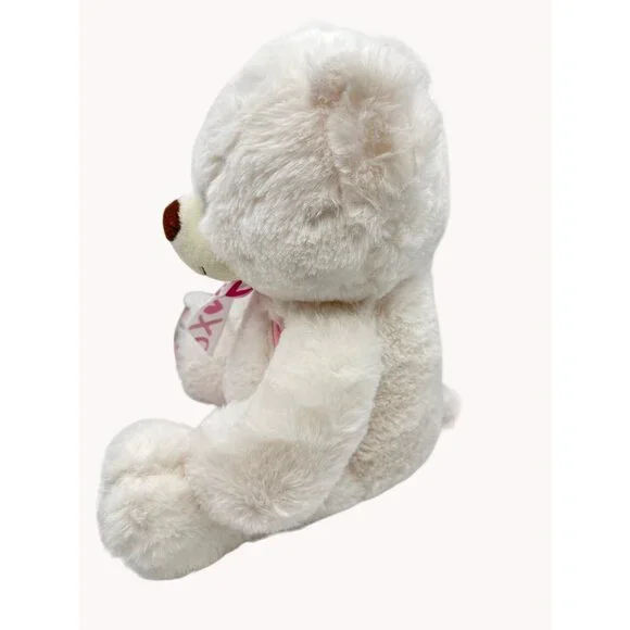 Dan Dee Collectors Choice Plush Teddy Bear 16  White Soft Pink Ribbons Hug Me - Picture 5 of 9